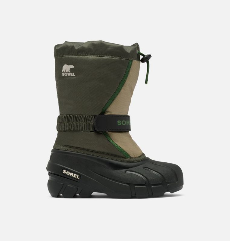 Kids Snow Boots Deep Green/Black - Sorel Youth Flurry™ - 857692-UVM